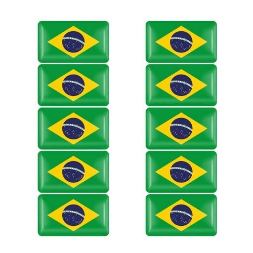Bilklistermærker med brasiliansk flag, 10 stk.