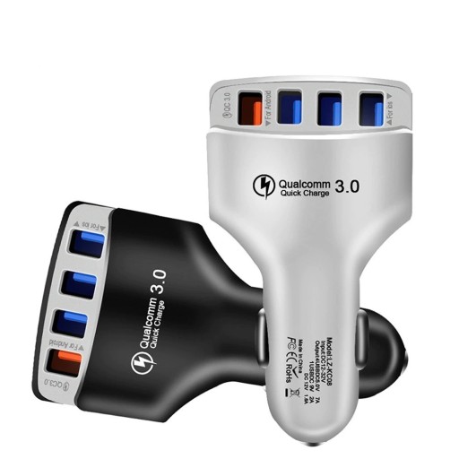 Biloplader 4 USB-porte Hurtig opladning