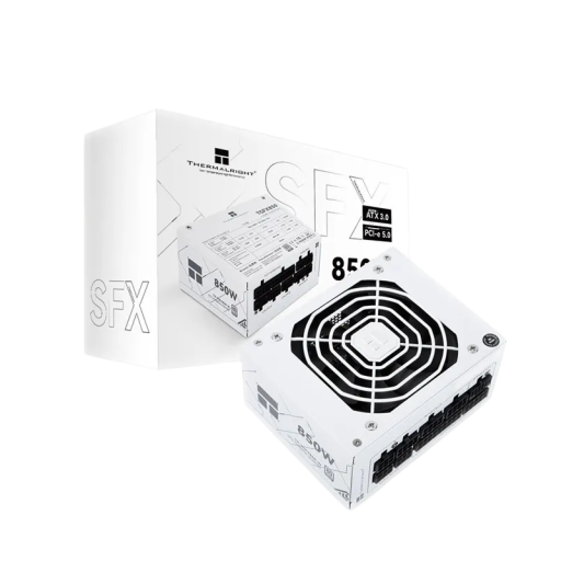 Bílý napájecí zdroj 850W pro PC skříň ATX 3.0 PCI-e 5.0 100–240 V Kompaktní rozměry 10 x 12,5 x 6,4 cm Stabilní a výkonný PSU