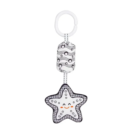 Black and White Rattle for Prams 27 cm Plush Sea Star Baby Toy Motor Skills Development Safe Sensory Toys