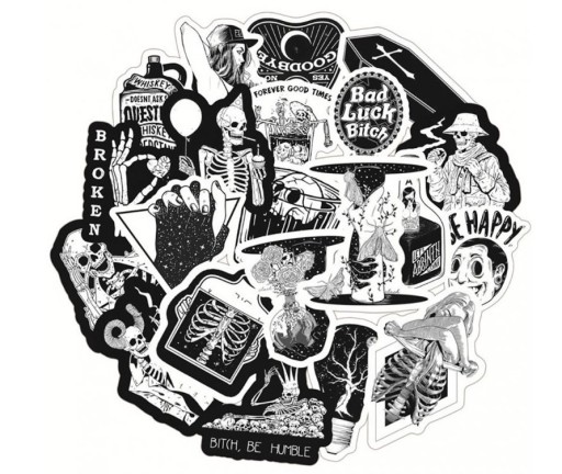 Black and White Stickers 10/30/50 pcs E204