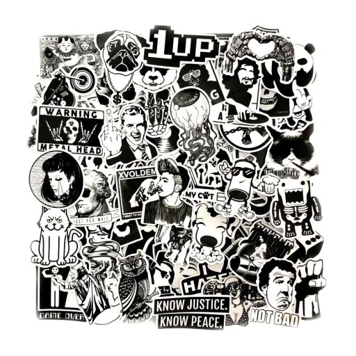 Black and White Stickers 100 pcs