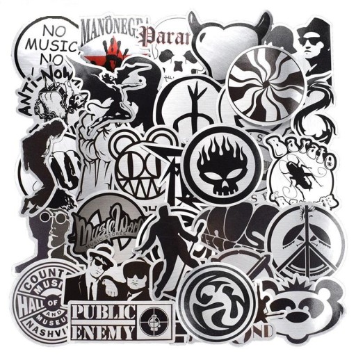 Black and White Stickers 50 pcs E241