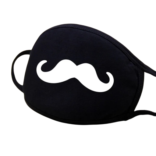 Black Cotton Winter Warm Half-Face Unisex Thickening Mouth Mask with Cartoon Moustache Pattern Protection Against Cold and Wind