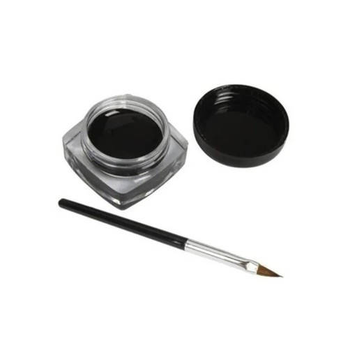 Black Eyeliner Cream with Brush Long-Lasting Black Gel for Eye Makeup