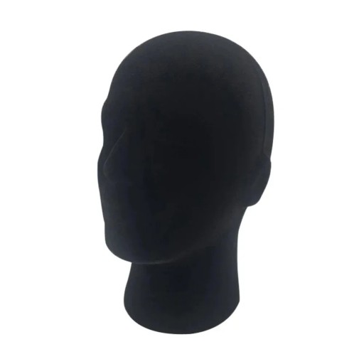 Black Head-Shaped Wig Stand 27.5 x 13.5 x 11.5 cm Foam Head for Glasses, Hats, Easy Cleaning Head Circumference 54 cm