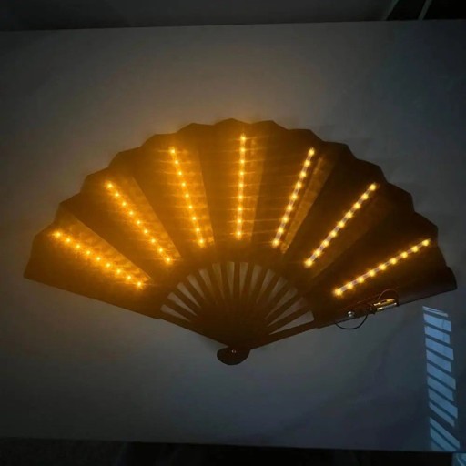 Black Light-Up Folding Fan with LEDs Compact and Foldable Battery Powered 12 V 23A Batteries Not Included For Parties Festivals and Performances