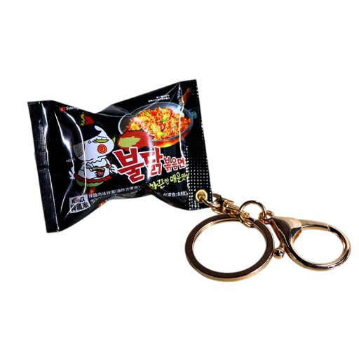 Black Metal Keyring Imitation Instant Noodles Mini Keychain Stylish Accessory for Backpack and Handbag