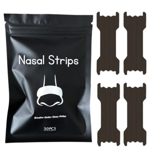 Black Nasal Strips Against Snoring 30 pcs Better Breathing During Sleep and Sport Increased Airflow Reduction of Nasal Congestion