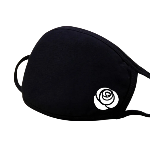 Black Unisex Winter Cotton Half-Face Mouth Mask with Cartoon Rose Pattern Warm Thickening Dust-Proof Protective Respiratory Mask