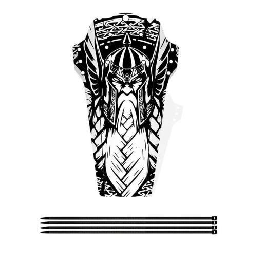 Blatník na kolo 27 x 15 cm Černobílý motiv samuraj bojovník univerzální přední a zadní blatník sportovní design