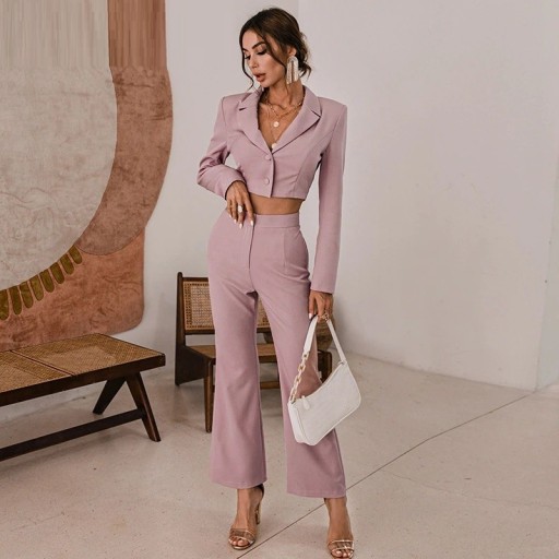 Blazer court pour femme et pantalon B1282