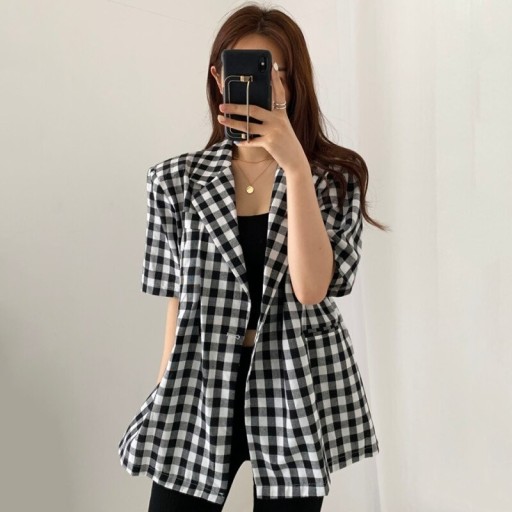 Blazer de cuadros para mujer P1792