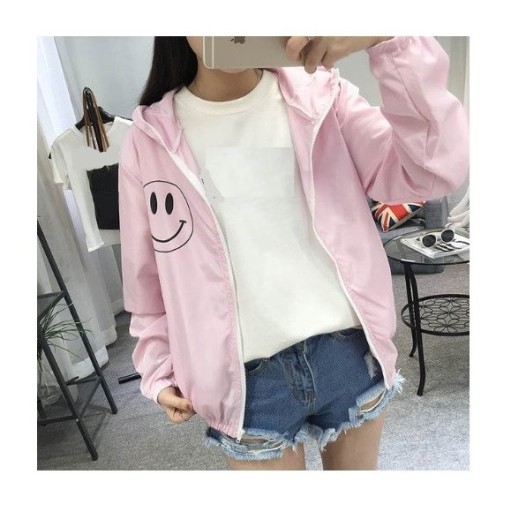 Blazer de vânt de damă cu smiley J1682