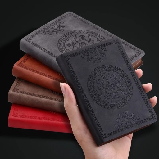 Bloc de notas A6 Estilo retro con cuerda Cuaderno rayado con patrón en relieve Cuaderno de bolsillo para la oficina y para llevar