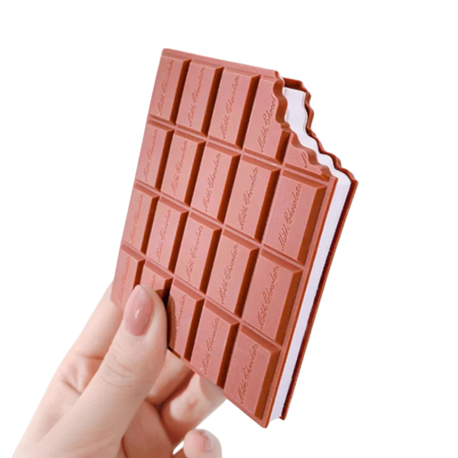Bloc de notas con forma de chocolate de 80 hojas Cuaderno colorido con diseño de mesa realista con impresión Cuaderno con efecto mordisco