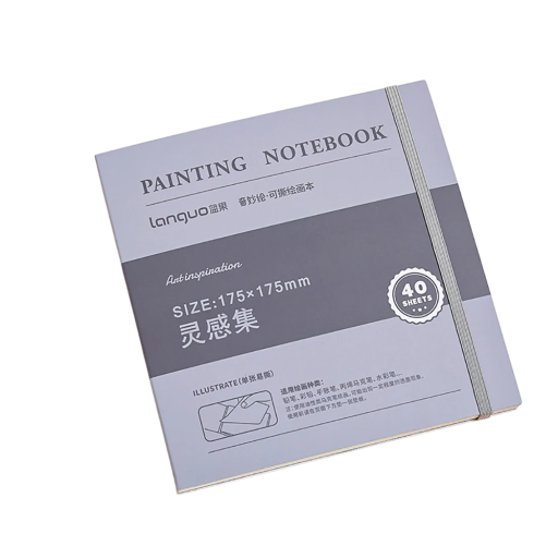 Bloc de pintura desprendible 175 x 175 mm Cuaderno cuadrado para pintar y dibujar Cuaderno creativo con tapas duras 40 hojas / 80 páginas Banda elástica para cerrar