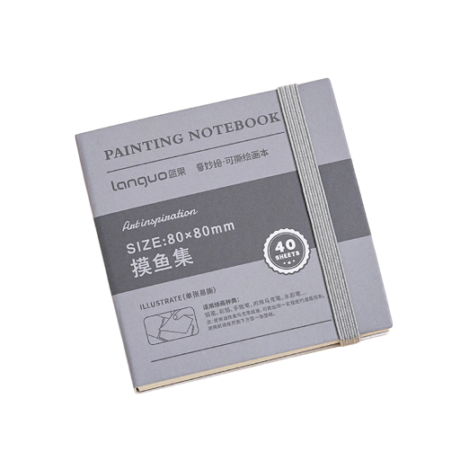 Bloc de pintura desprendible 80 x 80 mm Cuaderno para dibujar y pintar Bloc creativo con hojas cuadradas 40 hojas / 80 páginas Práctico cuaderno de bocetos con goma elástica