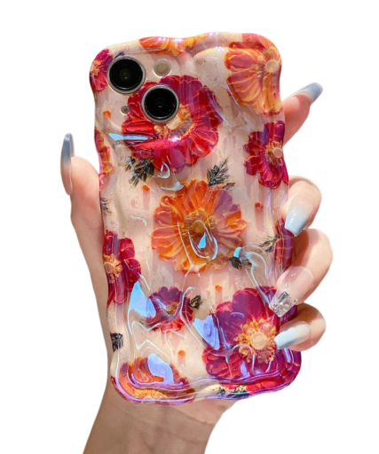 Blomsteragtigt silikone-etui til iPhone 15 Plus