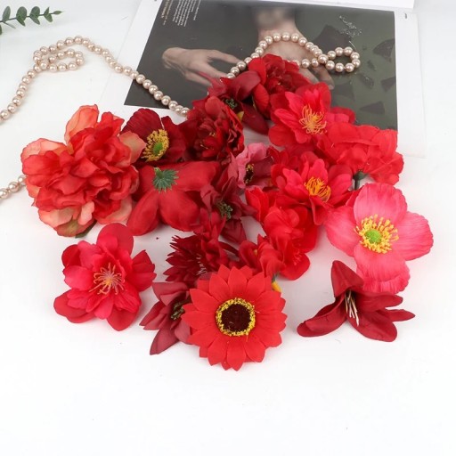 Blomsterhängande dekorativ girland 15 m 20 st blommor på snöre siden för bröllop, fester, fotoväggar och inredning
