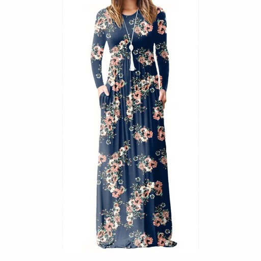 Blomsterkjole med lange ærmer