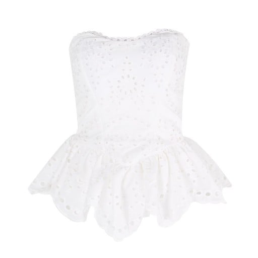 Blouse sans manches pour femmes Top ajusté avec volan à pointes et broderie