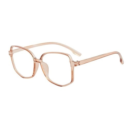 Blue Light Blocking Glasses for Computer and Mobile Large Geometric Plastic Frames with a Straight Top Line Oversized Style Clear Lenses