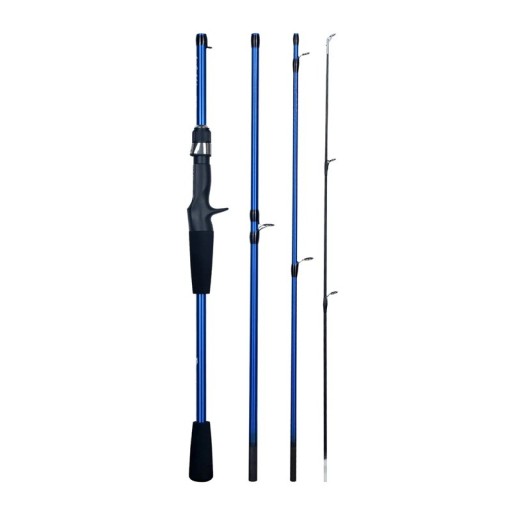 Blue Lightweight Casting Fishing Rod 2.1 m 5-20 kg 4 Sections Folding Travel Rod Transport Length 50 cm