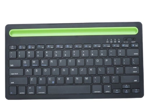 Bluetooth 3.0 toetsenbord met sleuf voor telefoon en tablet Oplaadbare batterij Modi voor iOS Android en Windows Afmetingen 29,2 x 16,2 x 2 cm Zwart