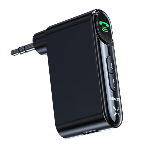 Bluetooth 5.0 AUX adapter med 3,5 mm jackstik Trådløs musikoverførsel fra telefon Knapper til styring af sange og opkald Batteri 145 mAh