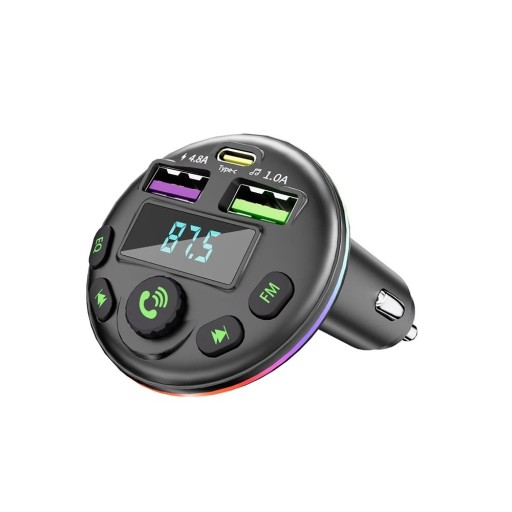 Bluetooth 5.0 FM sender til bil Handsfree MP3 modulátor afspiller med 3i1 opladerkabel USB Type-C til iPhone Huawei Xiaomi SUV og lastbiler