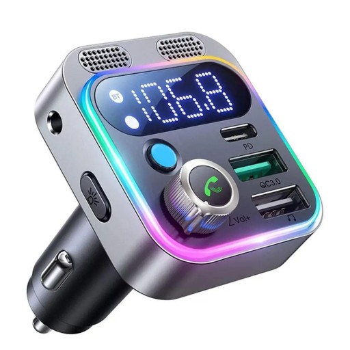 Bluetooth 5.3 FM vysílač do auta Handsfree adaptér s duálním mikrofonem hlubokými basy 48W PD30W QC3.0 rychlonabíjením MP3 přehrávač nabíječka