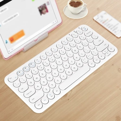 Bluetooth billentyűzet kerek billentyűkkel, írógép stílusban Kompakt kivitel Angol QWERTY elrendezés AAA elemekkel Műanyag ABS