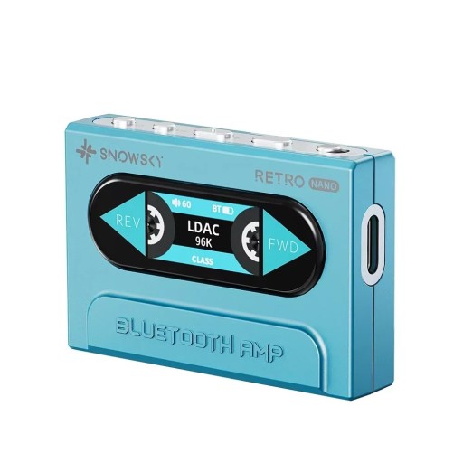 Bluetooth DAC Headphone Amplifier with LDAC and aptX Adaptive Codecs 3.5 mm and 4.4 mm Outputs Retro Design Blue Up to 150 Ohms