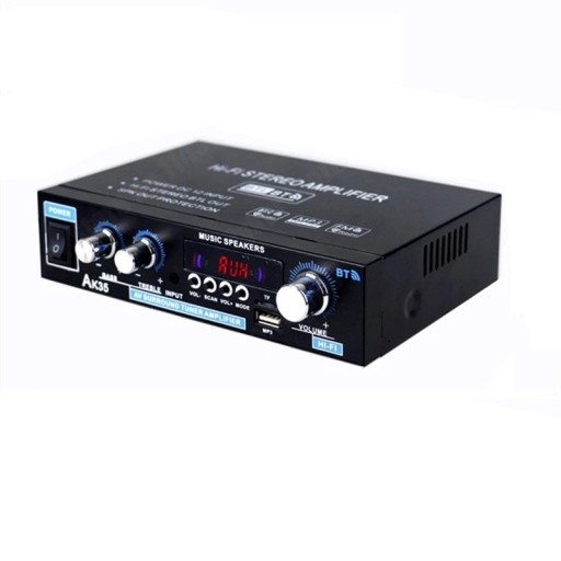 Bluetooth Hi-Fi Stereo Amplifier AK35 with USB SD AUX Radio Remote Control 2-Channel Audio Player for Home or Car