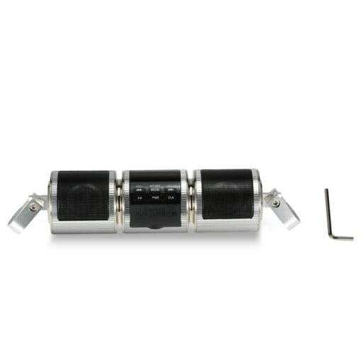 Bluetooth player pentru motocicletă cu radio FM și două difuzoare Panou de control Montaj pe ghidon Alimentare 12 V Dimensiuni 21 x 6 cm