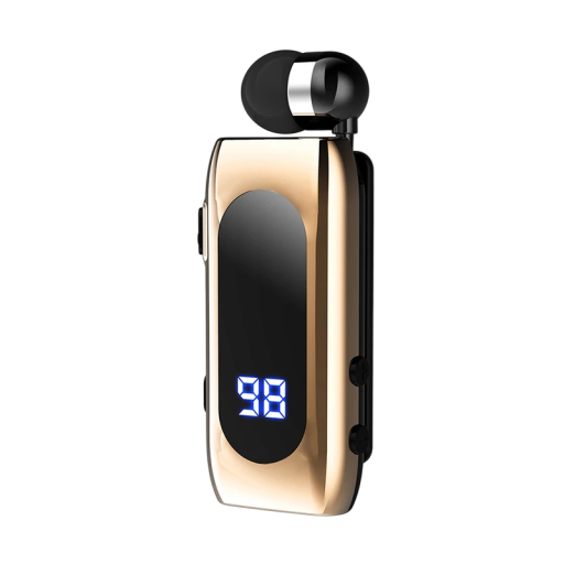 Bluetooth sluchátko K55 Lavalier Business s klipem výsuvný kabel LED displej stavu baterie Bluetooth 5.2 TYPE-C nabíjení pro hovory a hudbu