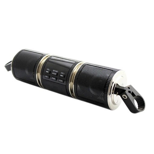 Bluetooth Speaker for Motorcycle with Handlebar Mount Two Speakers and Control Panel 12 V Power ABS Plastic Black Finish