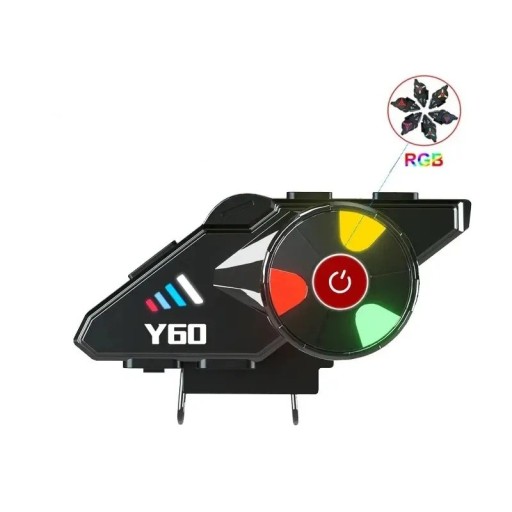 Bluetooth συσκευή Y60 με RGB φωτισμό για ανοιχτές κράνη, διάρκεια 20 ώρες, αυτόματη αποδοχή κλήσεων, IPX6, χωρίς intercom