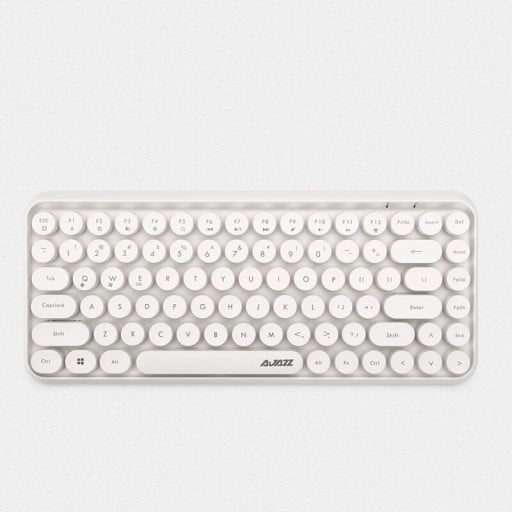 Bluetooth toetsenbord met ronde toetsen in retro stijl Compacte Engelse QWERTY-indeling met pijltjestoetsen Op AAA-batterijen Kunststof ABS