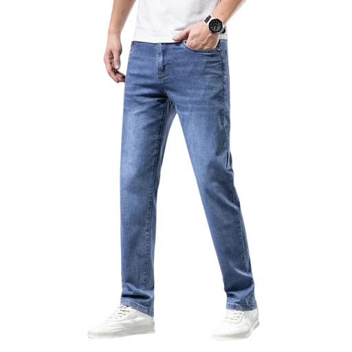 Blugi elastici drepți pentru bărbați, pantaloni casual slim stretch, confortabili, din denim, pentru purtare zilnică, blugi moderni pentru bărbați
