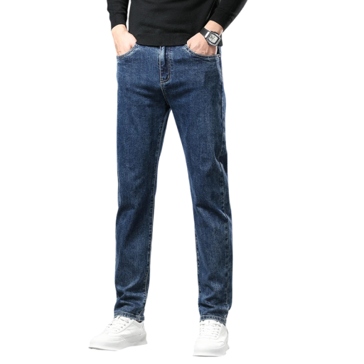 Blugi skinny din fleece pentru bărbați, de iarnă, elastici, cu căptușeală din fleece, pantaloni de pluș caldi pentru vreme rece, eleganți