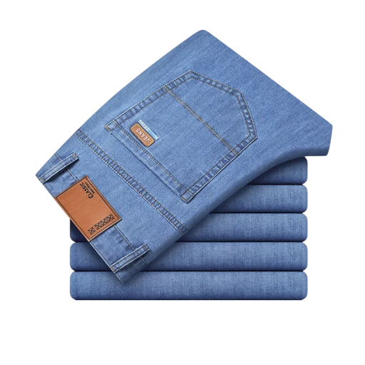 Blugi slim fit elastici pentru bărbați, pantaloni drepți din denim cu buzunare, blugi confortabili pentru ținute casual, croială elegantă pentru bărbați