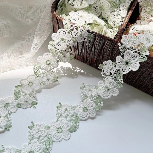 Blumen Spitzenband mit Stickerei 91 cm Polyester Dekorationsspitze mit Blumenmuster zur Verzierung von Kleidern, Bekleidung, Accessoires