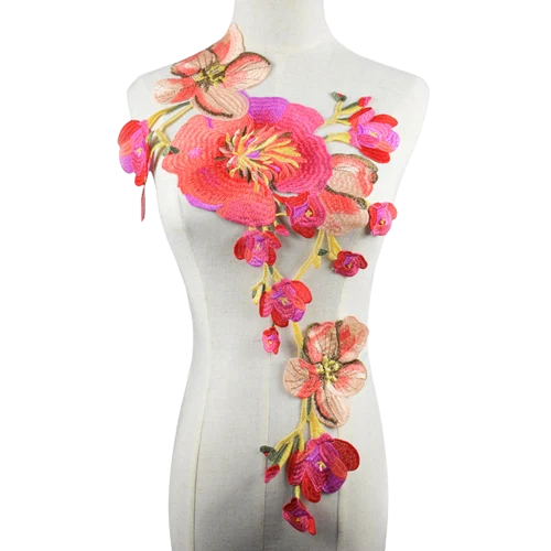 Blumenbestickte Spitze 36 x 56 cm Mischgewebe aus Polyester und Baumwolle Dekorative Spitzenstoff zum Verzieren von Kleidern, Bekleidung, Accessoires und Dekorationen