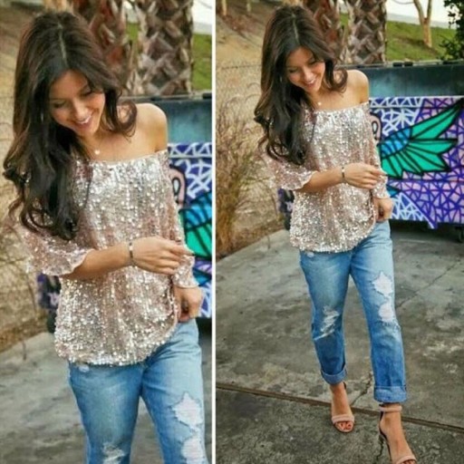 Blusa brilhante para senhora
