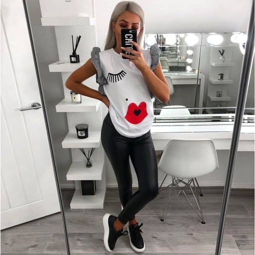 Blusa da donna con stampa di volti