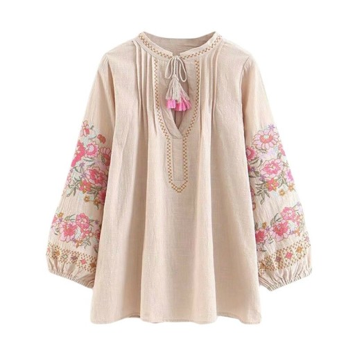 Blusa de primavera para senhora com flores