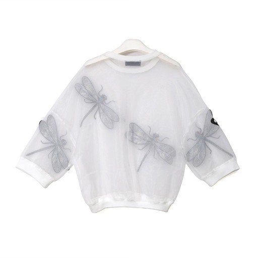 Blusa feminina transparente com libélulas
