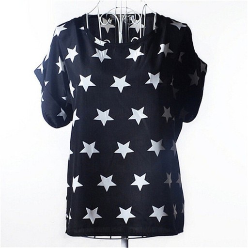 Blusa nera da donna con stelle